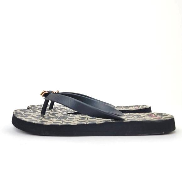 Coach New York Black LOGO Flip Flop Sandals - 5/6 - Picture 2 of 8